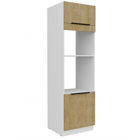 Zabudowa piekarnika i mikrofalówki 60 cm CREMA dąb cremona / biały mat 60 DPM-210 2F